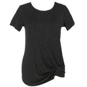 Gathered Knot Front Black Tee